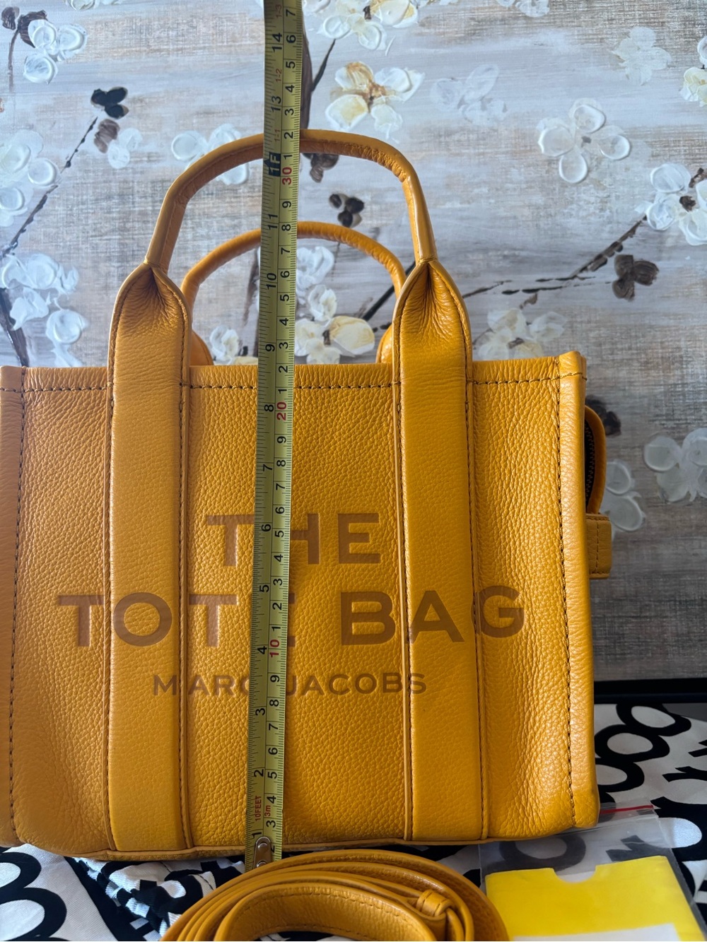 Marc Jacobs Pebbled Leather The Tote Bag SMALL in Mustard - Picture 12 of 16